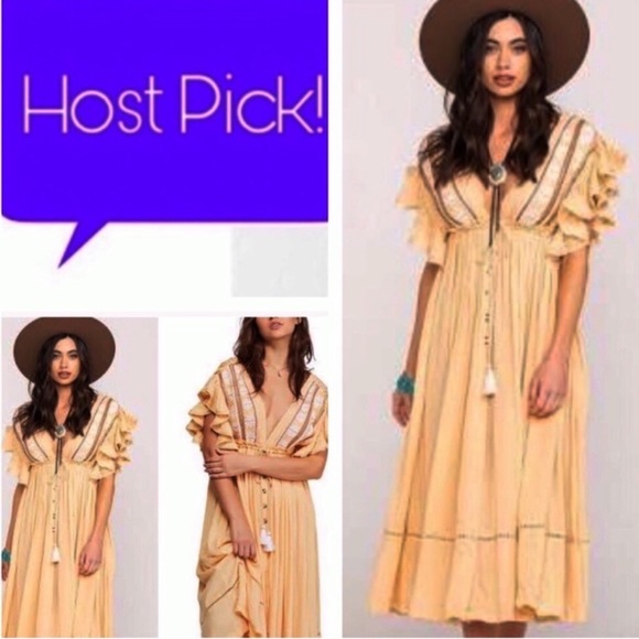 FREE PEOPLE WILL WAIT FOR YOU BALI FLORAL SHORT SLEEVE MIDI DRESS SMALL MEDIUM - Picture 4 of 12